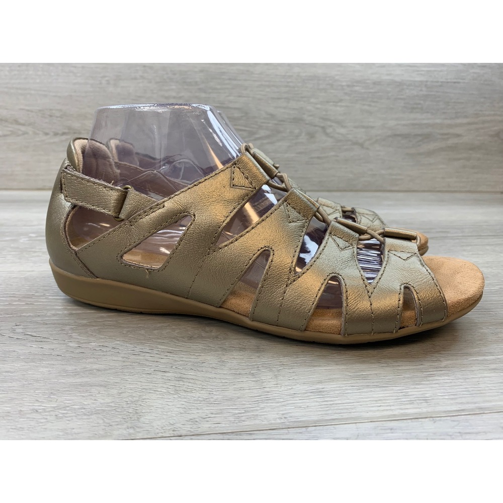 Earth Origins Women's Sandals Metallic Bronze Leather Fisherman 9 Comfort Shoes